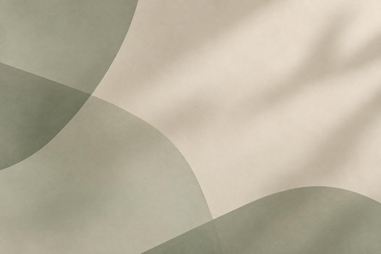 Soft abstract shapes in muted sage green and warm paper tones, calm and open.